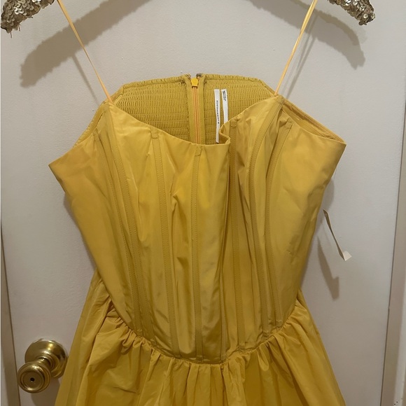 Anthropologie Yellow Strapless Dress with High-Low Hemline - Picture 3 of 11